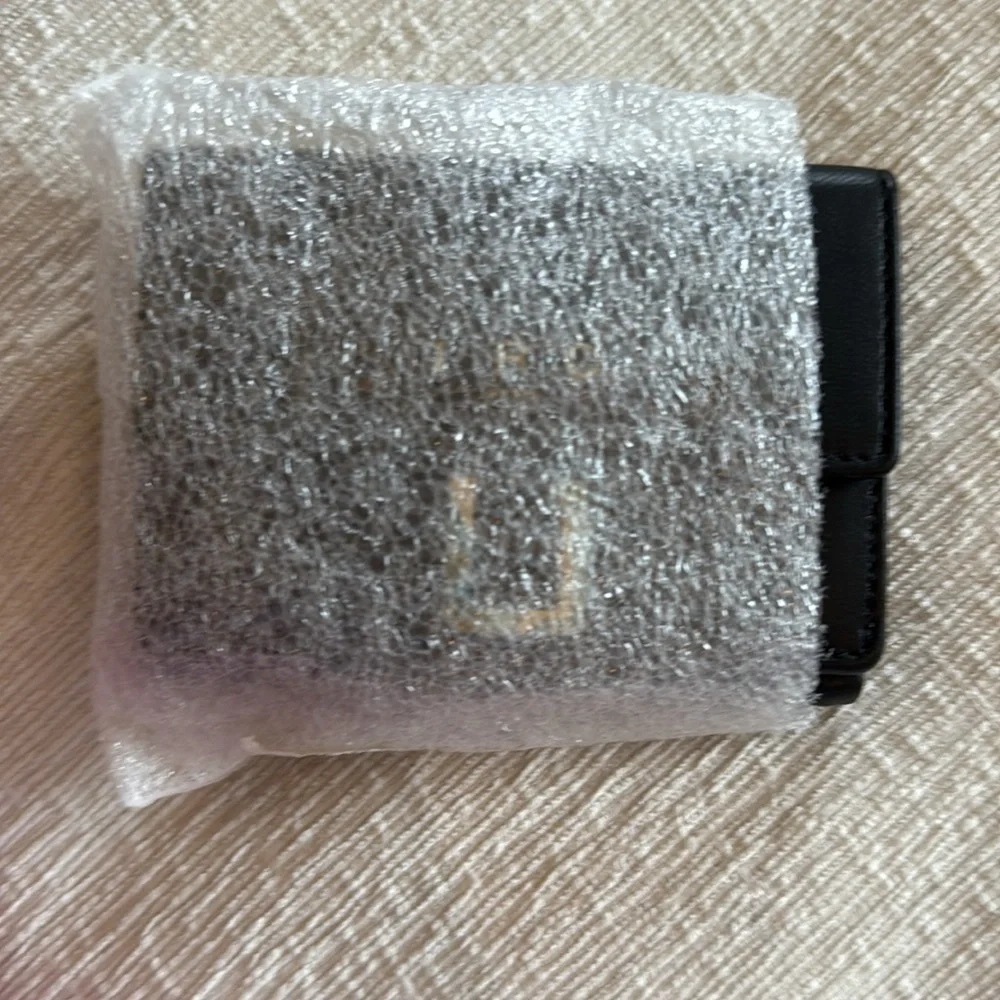 NWT IRO Black Leather Wallet with Gold Detailing and Logo